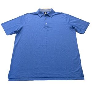 FootJoy Mens XL Blue Heather Short Sleeve Golf Polo Shirt Striped Collar FJ